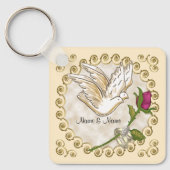 ドーブ結婚のリングや輪カスタムキーチェーン キーホルダー (正面)