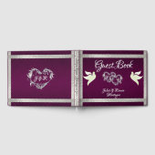 ドーブ,ハート&リボン – パープル/シルバーゲストブック ゲストブック (全面)