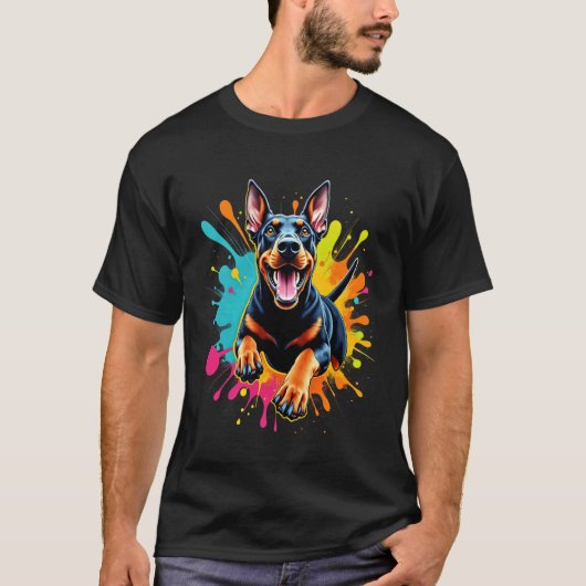 ドーベルマン愛好家のための面白いドーベルマン犬のデザイン Tシャツ (正面)