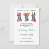 ドーベルマン水彩ベビーシャワー招待状 招待状 (正面)