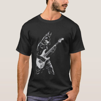 ドーベルマン父さん母さんギタリストギター Tシャツ