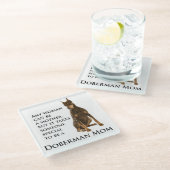 ドーベルマン犬のお母さんガラスのコースター ガラスコースター (アングル)