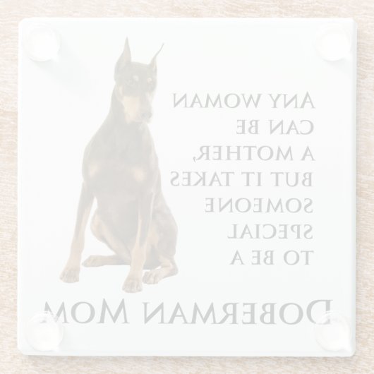 ドーベルマン犬のお母さんガラスのコースター ガラスコースター (裏面)