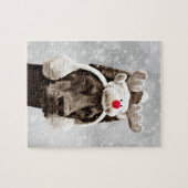 ドーベルマン犬の冬のポートレート ジグソーパズル (横)