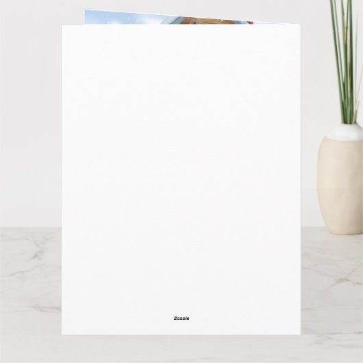 ドーベルマン犬の雪のクリスマス ドッグハウス カード (裏面)