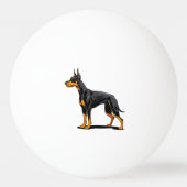 ドーベルマン犬の頭部の肖像画 正面 卓球ボール (裏面)