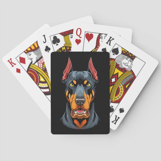 ドーベルマン犬の頭部の肖像 正面 トランプ (裏面)