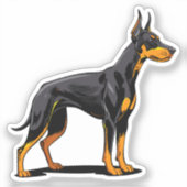 ドーベルマン犬の顔の正面ポートレート シール (正面)