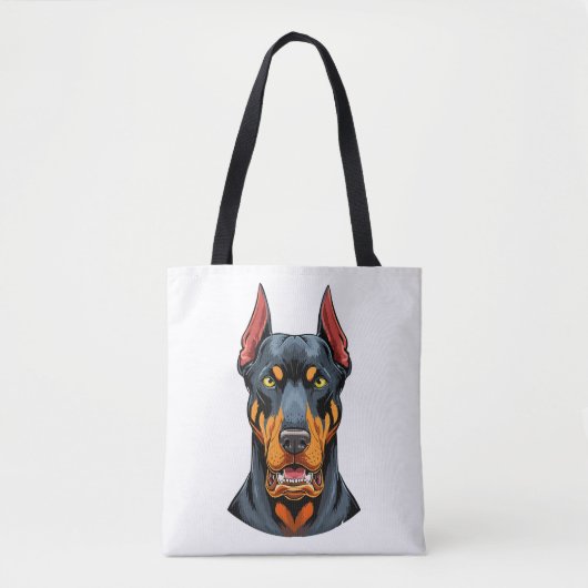 ドーベルマン犬の顔の肖像画 正面 トートバッグ (正面)