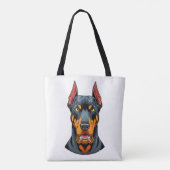 ドーベルマン犬の顔の肖像画 正面 トートバッグ (裏面)