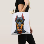 ドーベルマン犬の顔の肖像画 正面 トートバッグ (クローズアップ)