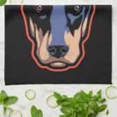 ドーベルマン犬の顔 キッチンタオル (折り畳み)