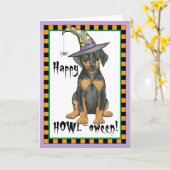 ドーベルマン犬の魔法使い カード (黄色い花)