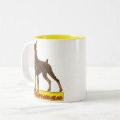 ドーベルマン犬の黒および赤 ツートーンマグカップ (正面左)