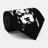 ドーベルマン犬の黒く及び白いポップアート犬の顔の首のタイ ネクタイ (ロール)