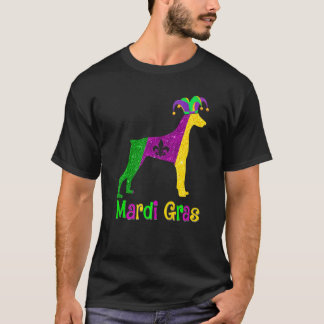 ドーベルマン犬好きマルディグラ+カーニバル+道化師 プレミアム Tシャツ