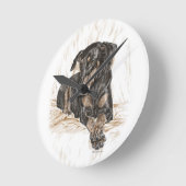 ドーベルマン犬犬の自然な耳 ラウンド壁時計 (傾斜)