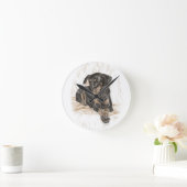 ドーベルマン犬犬の自然な耳 ラウンド壁時計 (ホーム)