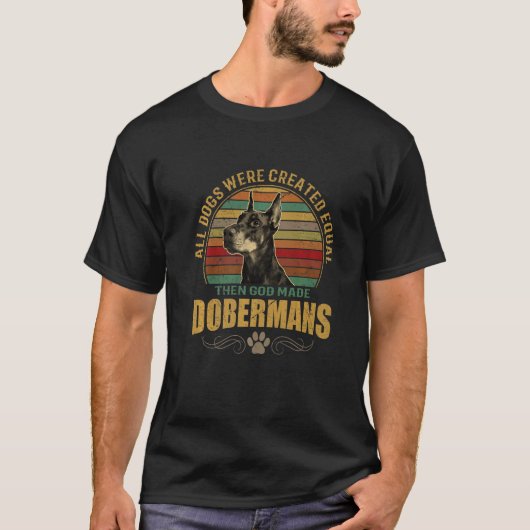 ドーベルマン犬種 子犬 ペット犬 メンズ レディース Tシャツ (正面)