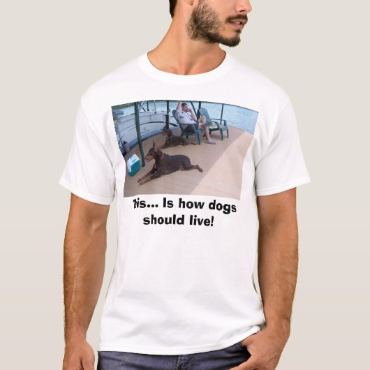 ドーベルマン犬、これ… 犬がいかにが住むべきであるかあります! Tシャツ (正面)