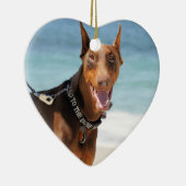 ドーベルマン犬-骨への赤悪い状態 セラミックオーナメント (右)