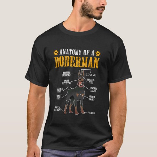ドーベルマン飼い主のための面白いドーベルマンの解剖学 1 Tシャツ (正面)
