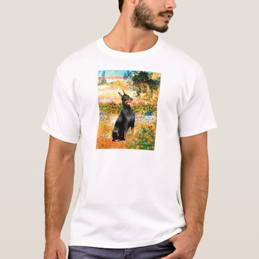 ドーベルマン1 - 庭園 (VG) Tシャツ (正面)