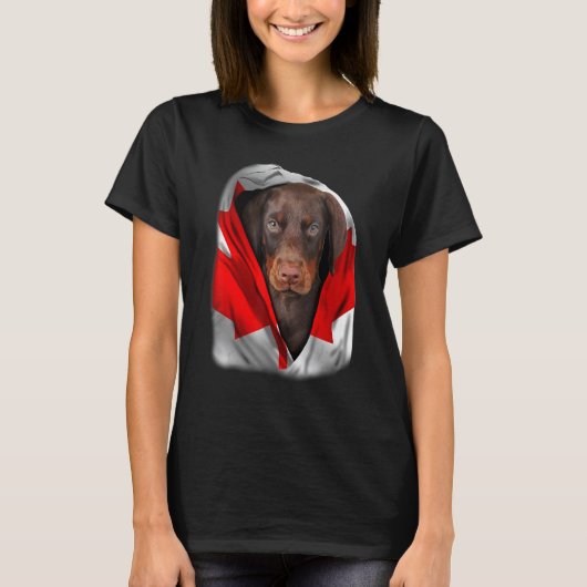 ドーベルマン カナダ フラッグ 犬 Tシャツ (正面)