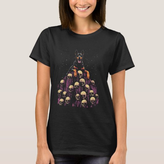 ドーベルマン スケルトン 犬 ゴシック Tシャツ (正面)