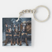 ドーベルマン スノー スレイ クリスマス デコレーション キーホルダー (裏面)