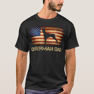 ドーベルマン・ダッド ヴィンテージ アメリカ国旗 愛国心 Tシャツ