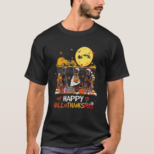 ドーベルマン ハロウィン+サンクスギビング Tシャツ (正面)