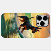 ドーベルマン ビーチ サーフィン 絵画 Case-Mate iPhoneケース (裏面 (横))
