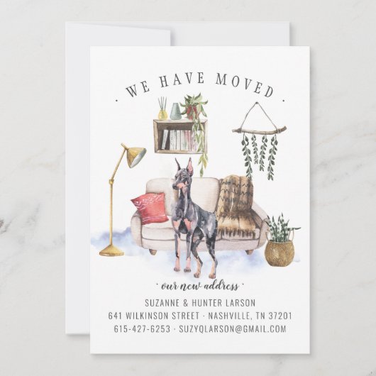 ドーベルマン・ピンシャー引越しのお知らせ 案内状 (正面)