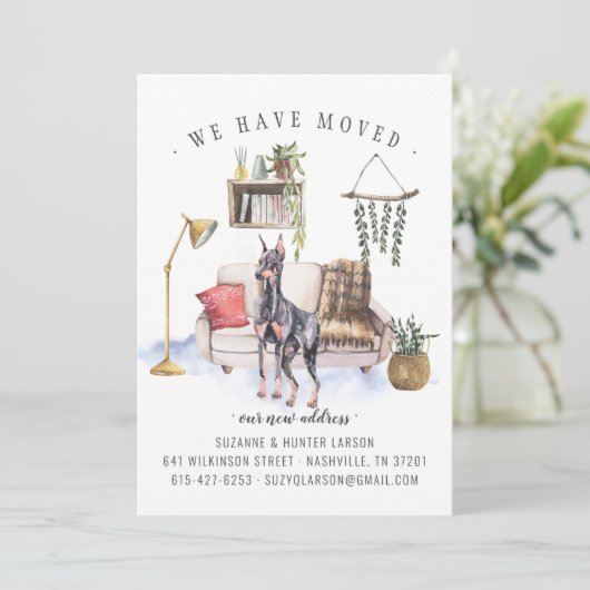 ドーベルマン・ピンシャー引越しのお知らせ 案内状 (スタンド正面)