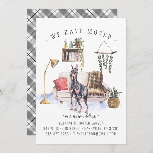 ドーベルマン・ピンシャー引越しのお知らせ 案内状 (正面/裏面)