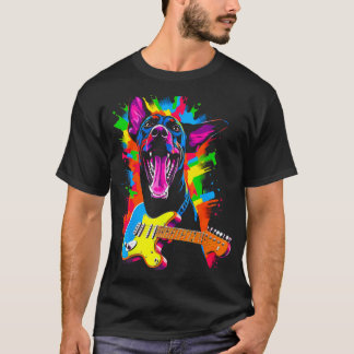 ドーベルマン・ピンシャー ギタリスト 犬 Tシャツ
