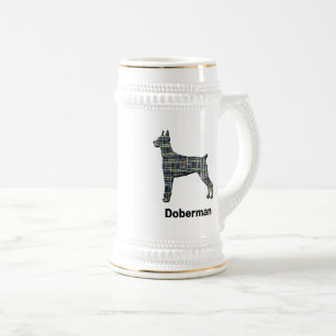ドーベルマン・ピンシャー 犬 かわいい シルエット グリッド ビールジョッキ