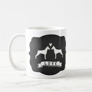 ドーベルマン ピンシャー 犬 シルエット 愛 コーヒーマグカップ