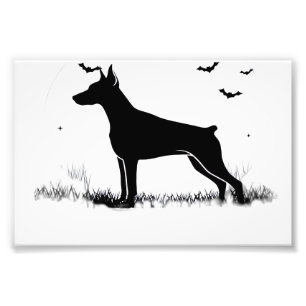 ドーベルマン・ピンシャー 犬 ハロウィン 月 シルエット フォトプリント           