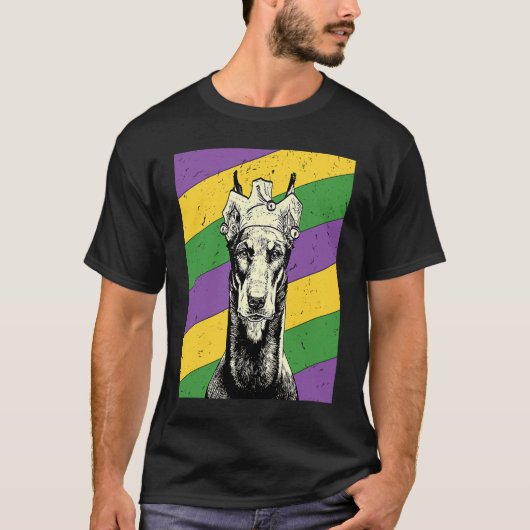 ドーベルマン・ピンシャー+道化師+マルディグラ+犬ママ+パパ Tシャツ (正面)