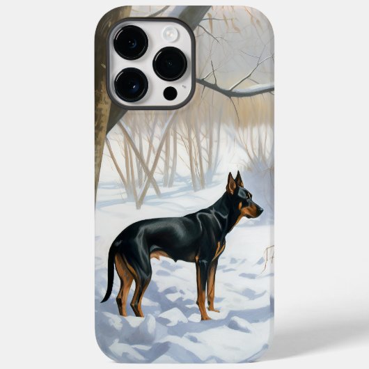 ドーベルマン ピンシャー 雪を降らせて クリスマス Case-Mate iPhoneケース (裏面)