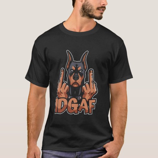 ドーベルマン - ペットの犬の種類 Idgaf Tシャツ (正面)