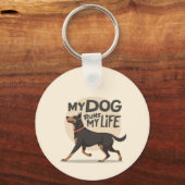 ドーベルマン ランニング アート 私の犬が人生を走る キーホルダー (正面)