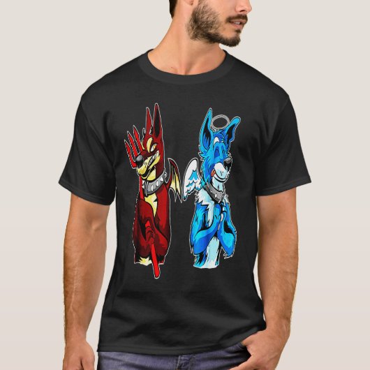 ドーベルマン 天使と悪魔 Tシャツ (正面)