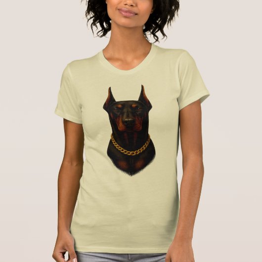 ドーベルマン 女性用 ブラックとベージュ   Tシャツ (正面)