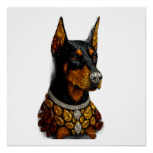 ドーベルマン 宝石モザイク 高級アート