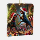 ドーベルマン（犬）クリスマスおもしろい セラミックオーナメント (右)