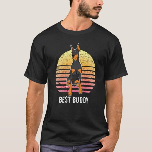 ドーベルマン 犬 日没 1 Tシャツ (正面)