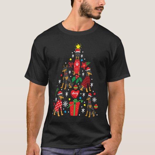 ドーベルマンK9ユニット クリスマス 犬 Tシャツ (正面)